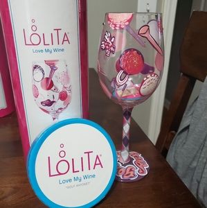 NIB Retired Lolita Wine Glass Golf Anyone?
